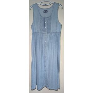 Vintage True Blue Denim Dress Button Front Women's XL Extra Large READ